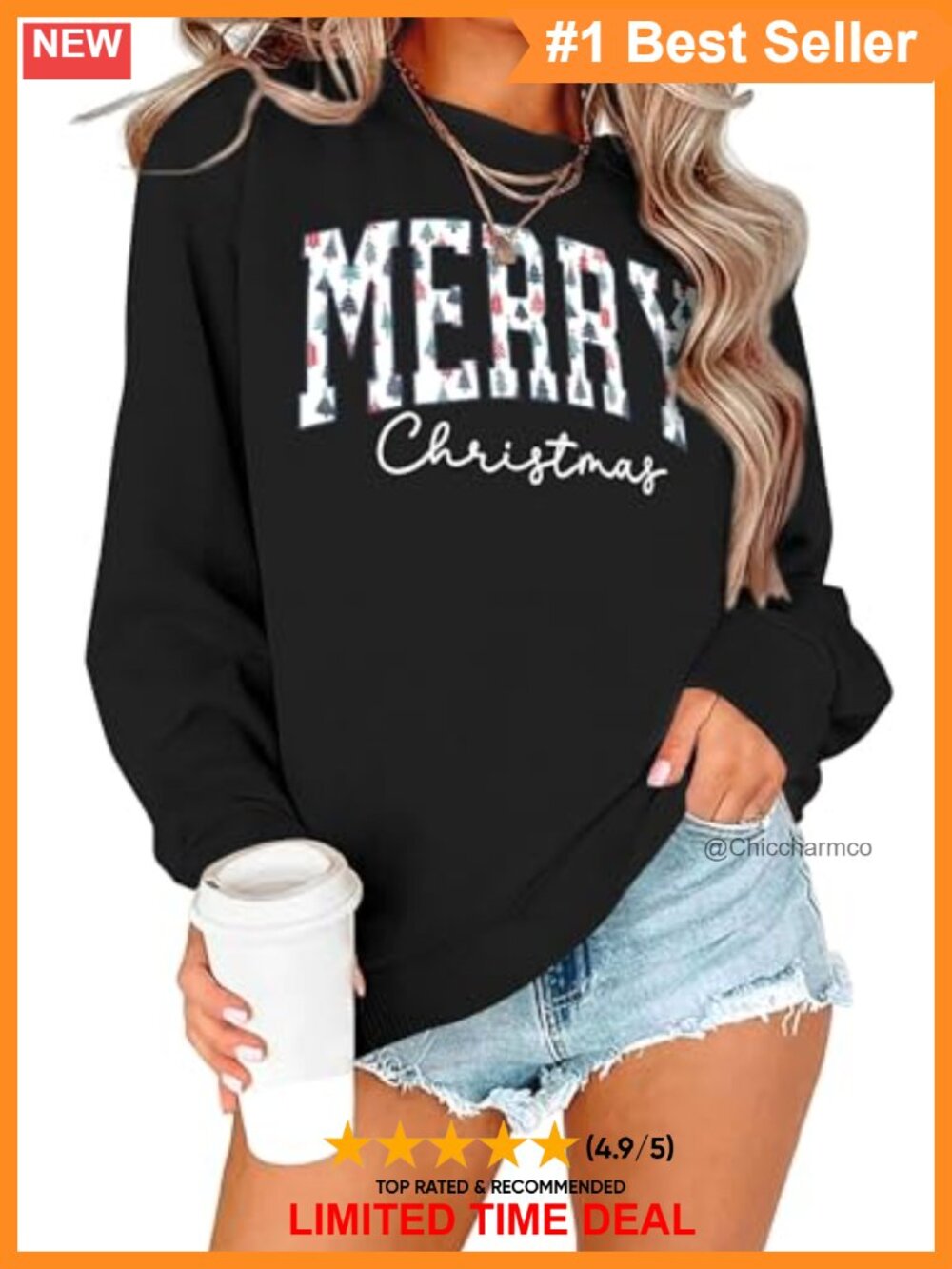 Merry Christmas Graphic Sweatshirt Women Crewneck Long Sleeve Holiday Pullover